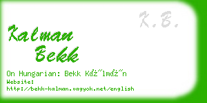 kalman bekk business card